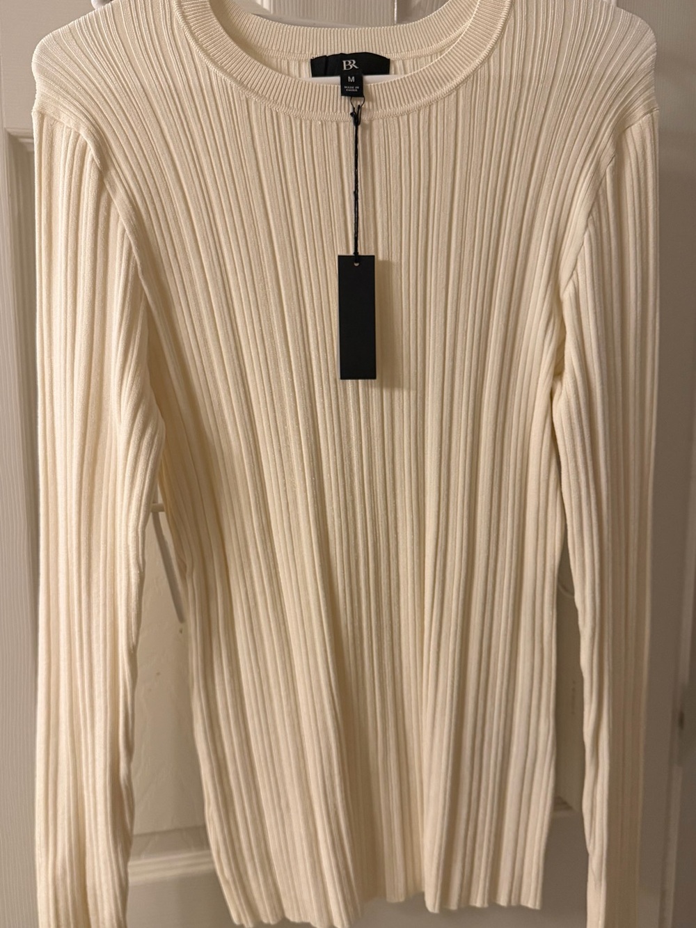 Banana Republic Cream Ribbed Long-Sleeve Top